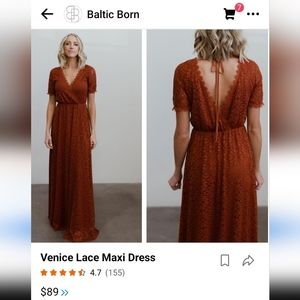 Baltic Born Venice Lace Maxi Dress - Rust L